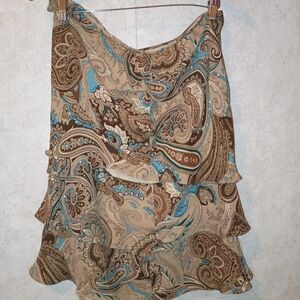 Kate Hill Paisley Skirt in Brown and Blue